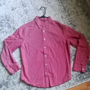 Men's Medium American Eagle Pink Casual Button Down Shirt Classic Fit